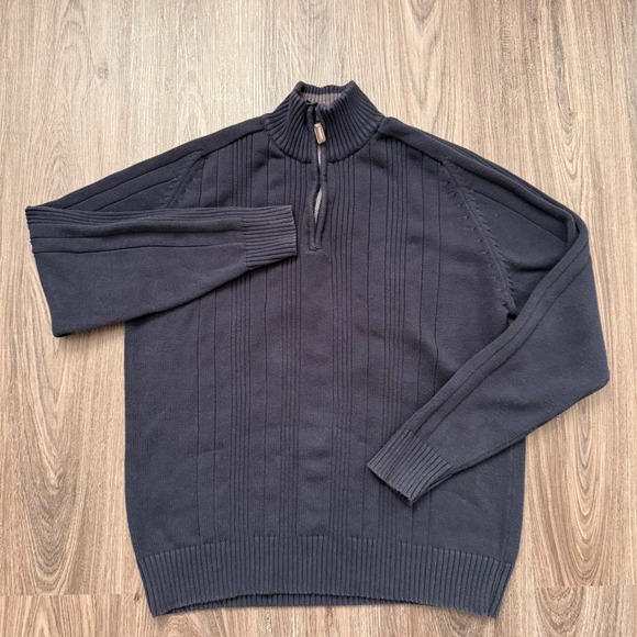Oscar de la Renta Other - Oscar de la Renta Men's Quarter Zip Knit Sweater Dark Navy XL Ribbed Collar